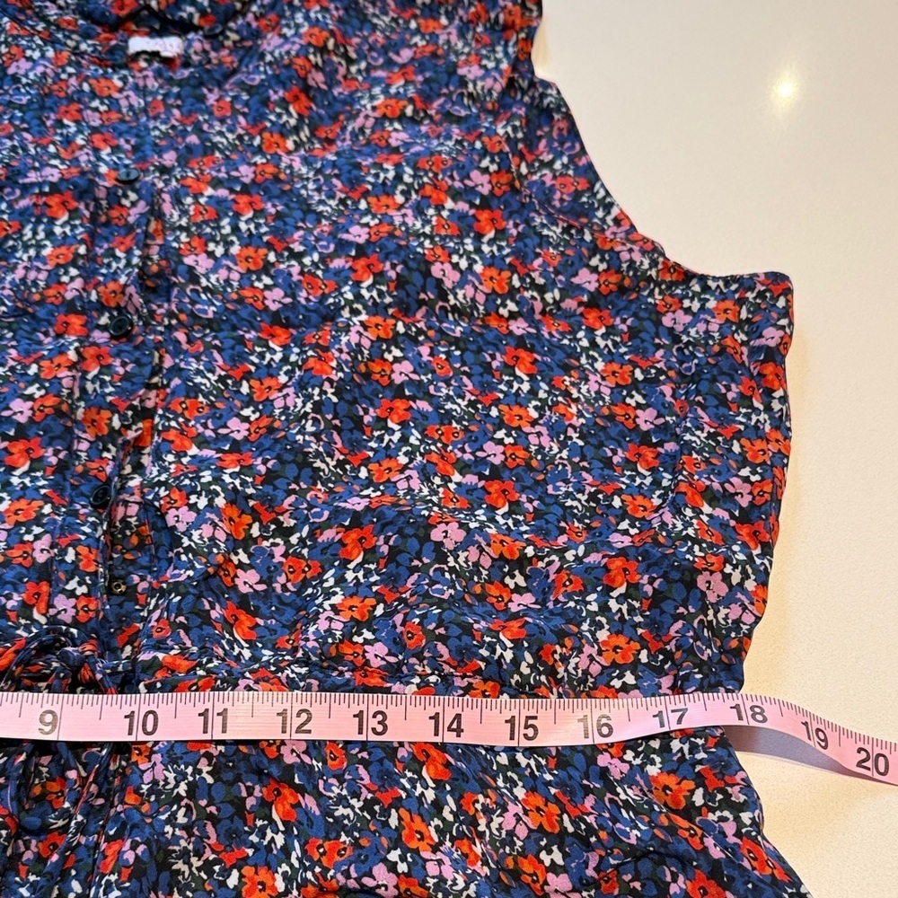 Parker Sleeveless Button Up Silk Blend Floral Dress, Size L/XL - Picture 8 of 9